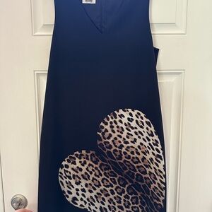 Moschino Cheap and ChicBlack Dress with Leopard Heart Design Size 10